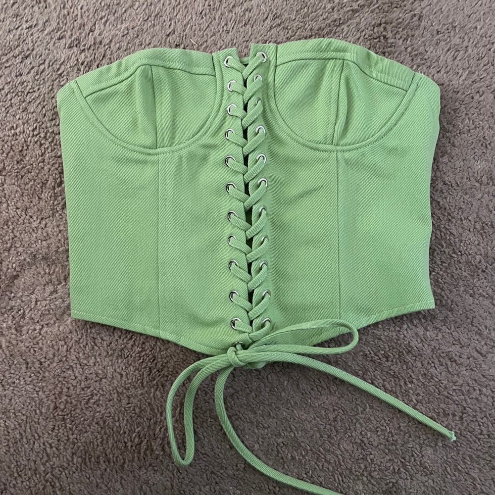 Green corset top NWOT